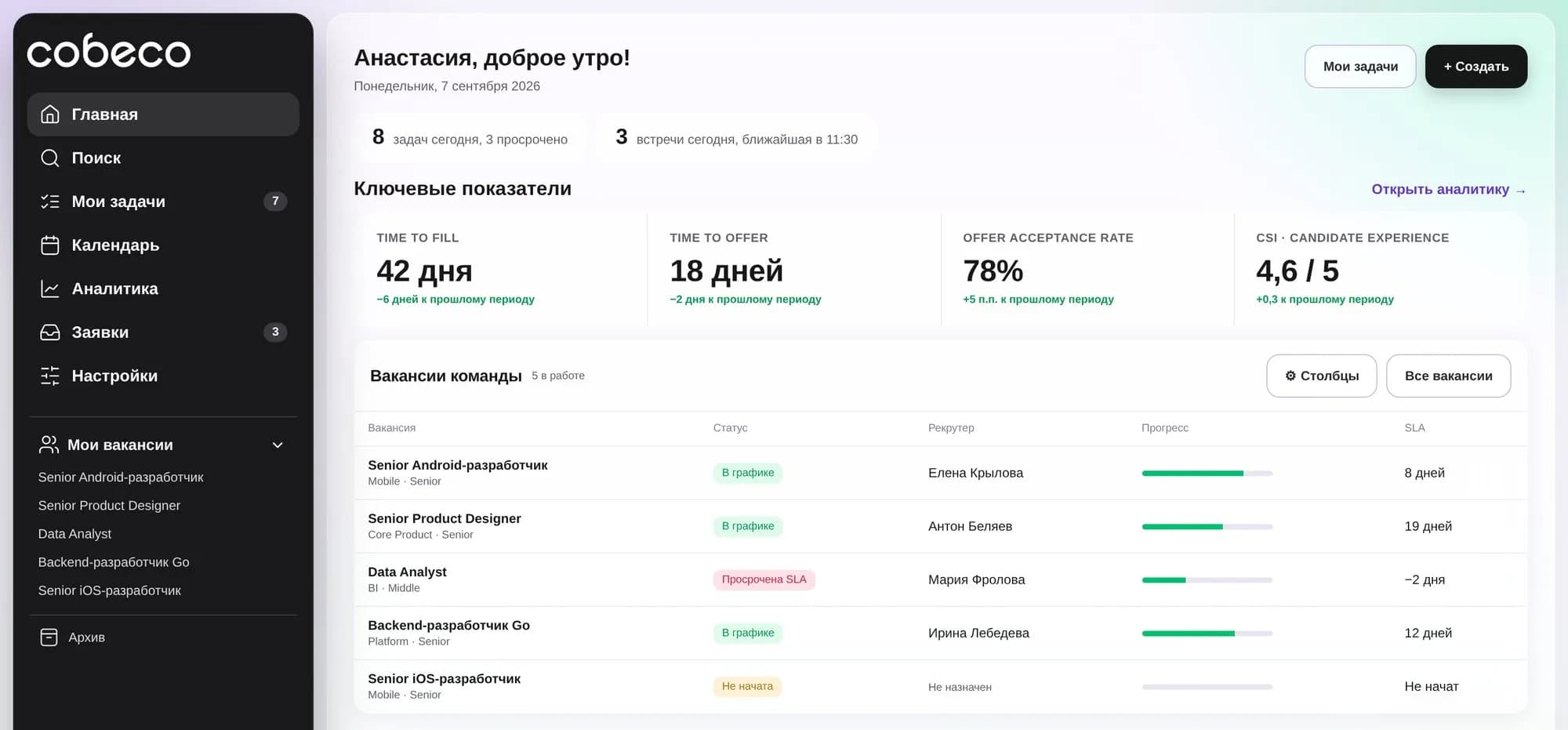 Главная страница Собесо ATS